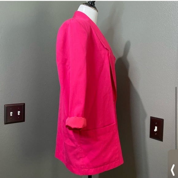 Radcliffe Vintage Fuchsia Hot Pink size 12 Single Button Oversized Blazer Jacket - Picture 7 of 8